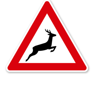Wildwechsel, Aufstellung links - Verkehrsschild VZ 142-20