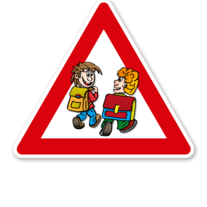 Verkehrsschild Achtung, Schulweg - Schüler