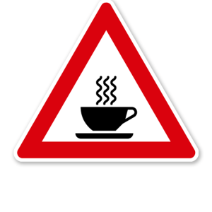 Verkehrsschild Achtung heißer Kaffee