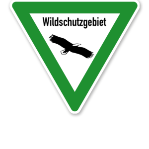 Verkehrsschild Wildschutzgebiet – Adler