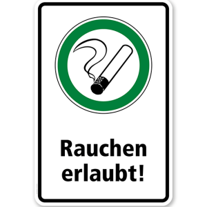 Hinweisschild Rauchen erlaubt - WH