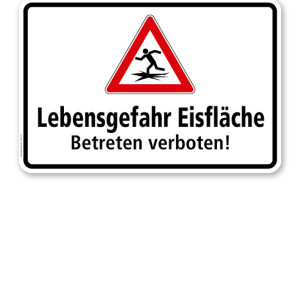 Hinweisschild Lebensgefahr Eisfläche. Betreten verboten - WH