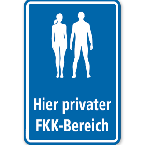 Hinweisschild Hier privater FKK-Bereich - WH