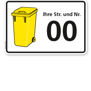 Schild Gelbe Tonne mit Straßennamen und Nummer - WH