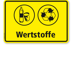 Schild Abfallentsorgung mit Symbolen – Wertstoffe - WH