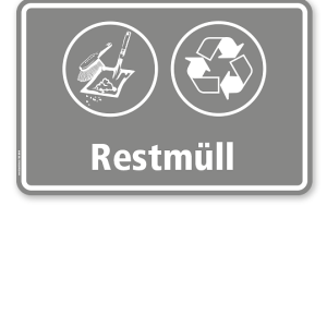 Schild Abfallentsorgung mit Symbolen – Restmüll - WH