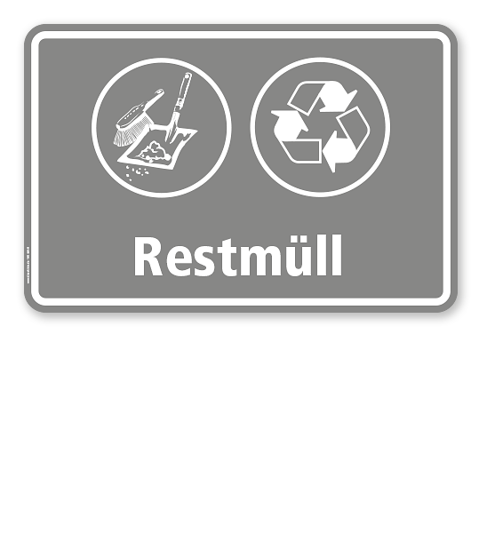 Schild Abfallentsorgung mit Symbolen – Restmüll - WH
