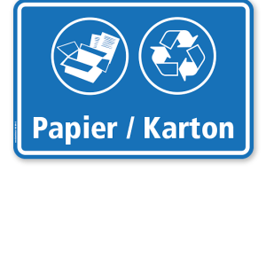 Schild Abfallentsorgung mit Symbolen – Papier / Karton - WH
