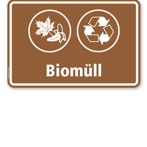 Schild Abfallentsorgung mit Symbolen – Biomüll - WH