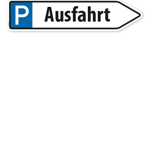 Pfeilschild / Pfeilwegweiser Ausfahrt - mit Parkplatzsymbol - WH