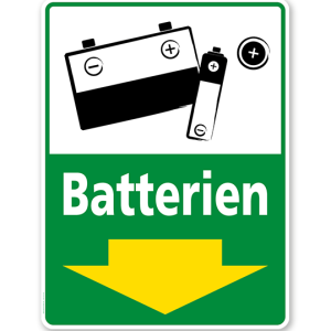 Schild Recycling Batterien mit Pfeil - WH