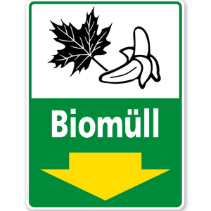 Schild Recycling Biomüll mit Pfeil - WH