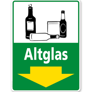 Schild Recycling Altglas mit Pfeil - WH