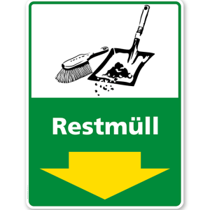 Schild Recycling Restmüll mit Pfeil - WH
