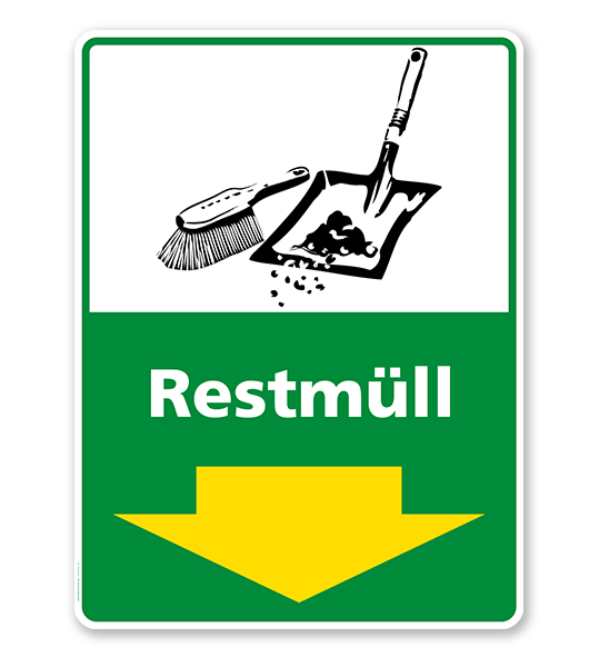 Schild Recycling Restmüll mit Pfeil - WH