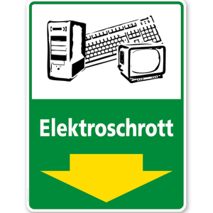 Schild Recycling Elektroschrott mit Pfeil - WH