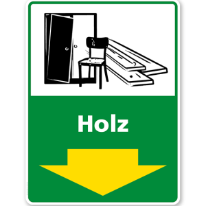 Schild Recycling Holz mit Pfeil - WH