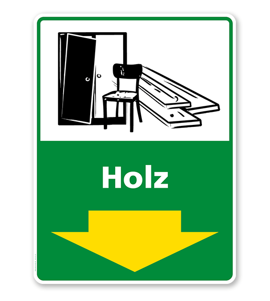 Schild Recycling Holz mit Pfeil - WH
