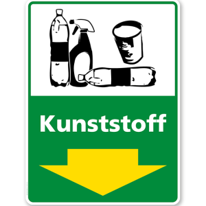 Schild Recycling Kunststoff mit Pfeil - WH