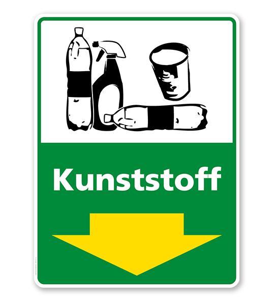Schild Recycling Kunststoff mit Pfeil - WH