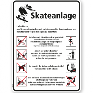 Spielplatzschild Skateanlage - WH