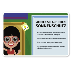 Hinweisschild Achten Sie auf Ihren Sonnenschutz - WH
