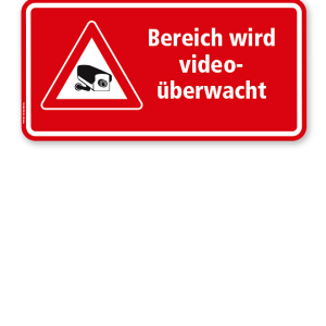 Hinweisschild Bereich wird videoüberwacht - rot - WH