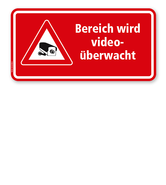 Hinweisschild Bereich wird videoüberwacht - rot - WH