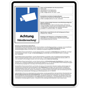 Hinweisschild Achtung, Videoüberwachung - DSGVO - WH